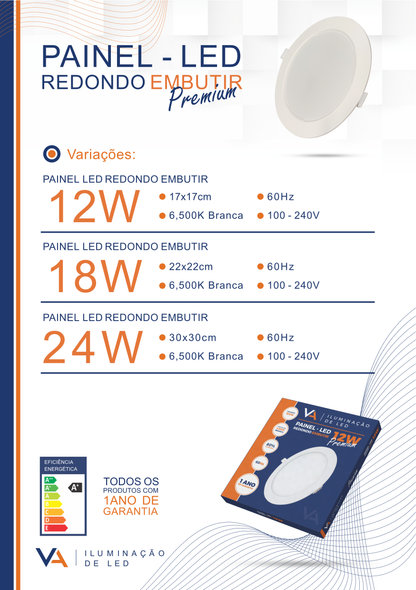 Painel Led Redondo Sobrepor