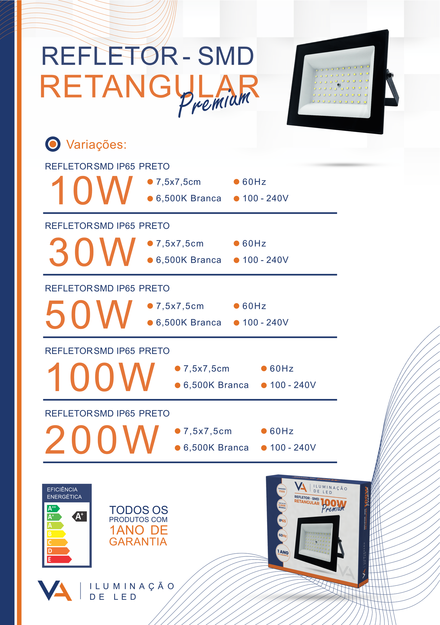 Refletor SMD Retangular